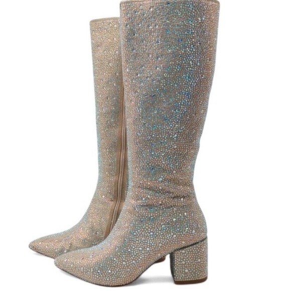 Wet Kiss Iridescent Crystal Knee High Boots - Picture 5 of 6